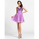A-line V-neck Short/Mini Chiffon And Sequined Cocktail Dress