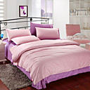 4PCS Pink & Purple Print Cotton Duvet Cover Set