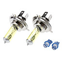 Halogeen H4 100W Ultra Bright Auto Yellow Light Bulbs met 2 Sidelight Bulb (DC 12v/pair)