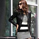 Long Sleeve Standing Collar PU Casual/Party Jacket