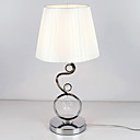 40W Contemporary Table Light with Elegant Fabric Shade Crystal Decor White Pleated Style