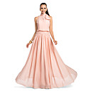 Sheath/Column High Neck Floor-length Chiffon Evening Dress
