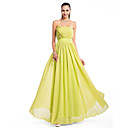 A-line Strapless Floor-length Chiffon Evening Dress