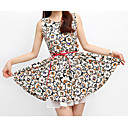 Frauen Floral Print Skater-Kleid mit Gurt