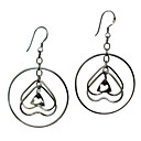 Earrings --Stunning Pair Sterling Sliver With The Ring And Heart Design(FMR043)
