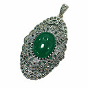 Colgante de plata con el hermoso raras delicado esmeralda jade / estilo victoriano (Cantidad: 3) freeshipping (rp009)