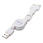 3-In-1 Retractable USB Data and Charging Cable (Micro USB, Mini USB and Apple, White)
