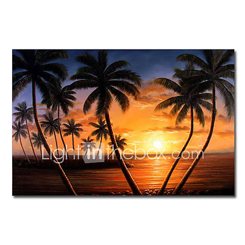 beach sunset painting. Oil Painting Hawaii Beach Palm