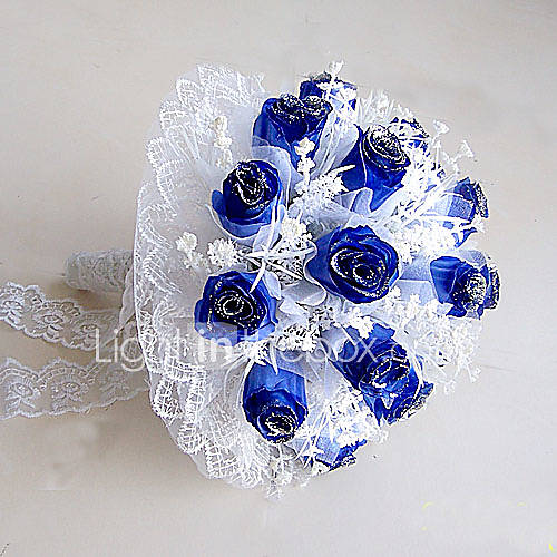 wedding flowers blue. Style : Round Wedding Bouquet